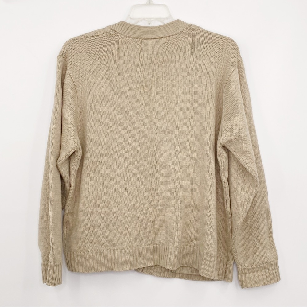 Vintage 90's Chelsea Way Cable Knit Tan Cardigan w Gold Tone Buttons Sz 1X - Picture 2 of 7